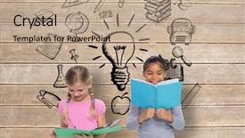  Presentation with pupils reading - Colorful slides enhanced with 123 abc - elementary pupils reading against wooden backdrop and a  colored foreground