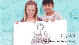  Presentation with 123 abc - Cool new PPT layouts with 123 abc - girls behind a blank panel backdrop and a  colored foreground