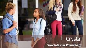  Presentation with school building - Audience pleasing PPT theme consisting of  backdrop and a  colored foreground