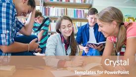  Presentation with learning - Amazing slide set having 13 15 years - group of students engaged backdrop and a coral colored foreground