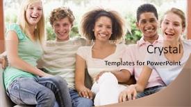  Presentation with teenagers - Beautiful PPT theme featuring 13 15 years - group of teenagers backdrop and a  colored foreground