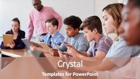  Presentation with high school - Slides having 13 15 years - high school teacher with pupils background and a coral colored foreground