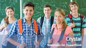  Presentation with school board - Audience pleasing PPT theme consisting of 13 15 years - portrait of a group backdrop and a teal colored foreground