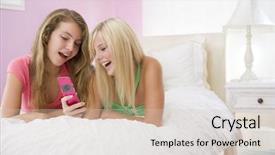  Presentation with teenage - Beautiful presentation theme featuring 13 15 years - teenage girls laying on bed backdrop and a soft green colored foreground