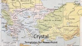  Presentation with old map - PPT theme with 13th century old map background and a soft green colored foreground