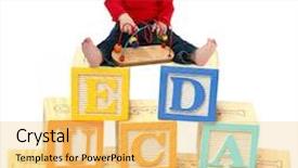  Presentation with baby blocks - Slide set having 14 month old baby girl background and a yellow colored foreground