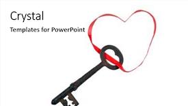  Presentation with red heart key - Slides featuring 14th feb - antique skeleton key background and a white colored foreground