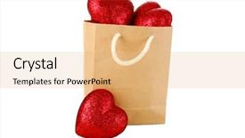  Presentation with love romance - Presentation theme having 14th feb - paper bag over flowing background and a coral colored foreground