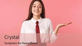  Presentation with school coaching - Presentation theme having 15 - image of happy girl 15-16y background and a coral colored foreground