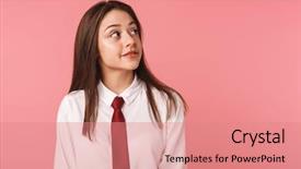  Presentation with school - Slides featuring 15 - portrait of cute girl 15-16y background and a  colored foreground