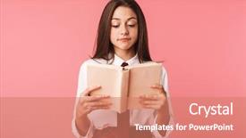  Presentation with recognition in school - Slide deck with 15 - portrait of optimistic girl 15-16y background and a coral colored foreground