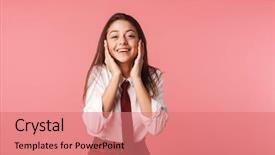  Presentation with school - Beautiful slide deck featuring 15 - portrait of schoolgirl 15-16y backdrop and a coral colored foreground