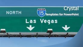  Presentation with interstate freeway - PPT theme having 15 north overhead freeway sign background and a teal colored foreground