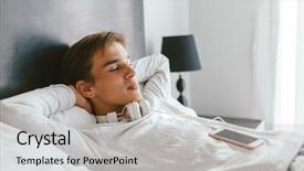  Presentation with evaluation of 5 years old boy - PPT layouts with 16 - 16 years old teenage guy background and a light gray colored foreground