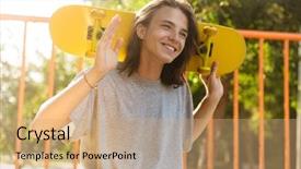  Presentation with ramp - Cool new presentation design with 16 - photo of handsome skater guy backdrop and a coral colored foreground