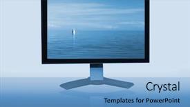  Presentation with calm sea - Beautiful presentation theme featuring 16 9 - lcd monitor with image backdrop and a light blue colored foreground
