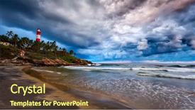  Presentation with sunset beach - Audience pleasing presentation theme consisting of 16 9 - panorama of gathering storm backdrop and a tawny brown colored foreground
