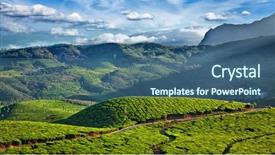  Presentation with green tea - Presentation enhanced with 16 9 - panorama of green fresh tea background and a ocean colored foreground