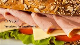  Presentation with cream cheese and fruit sandwich - PPT theme with 16 9 - panorama of ham sandwich background and a  colored foreground