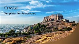  Presentation with jodhpur - Beautiful presentation design featuring 16 9 - panorama of mehrangarh fort jodhpur backdrop and a light blue colored foreground