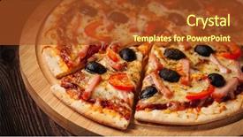  Presentation with capsicum - PPT theme consisting of 16 9 - panorama of sliced ham pizza background and a  colored foreground