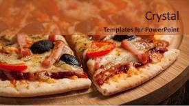 Presentation with capsicum - Amazing slide set having 16 9 - panorama of sliced ham pizza backdrop and a  colored foreground