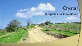  Presentation with choose a path - Presentation design having 16 9 - sinuous path crosses a hill background and a light blue colored foreground