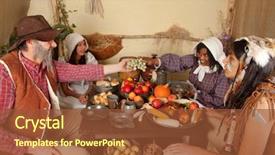  Presentation with pilgrim - Audience pleasing presentation theme consisting of 1621 with a pilgrim backdrop and a tawny brown colored foreground