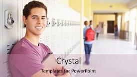  Presentation with high school - Slides consisting of 17 - male high school student standing background and a coral colored foreground