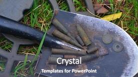  Presentation with metal detector - Slide deck featuring 1730 cartriges of wwi background and a ocean colored foreground