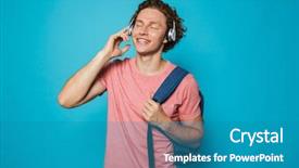  Presentation with old wite man and his music - Amazing presentation design having 18 - photo of european college man backdrop and a teal colored foreground