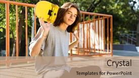  Presentation with teen - Presentation theme consisting of 18 - photo of teen guy 16-18 background and a coral colored foreground