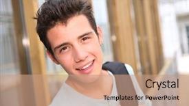  Presentation with high school - Slide deck consisting of 18 - smiling high-school boy with backpack background and a  colored foreground