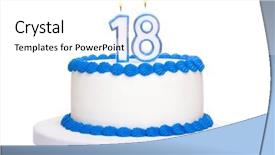  Presentation with birthday cake - Theme with 18 candles - birthday cake background and a white colored foreground