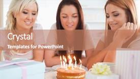  Presentation with romantic birthday couple celebrate - Theme with 18 candles - charming women celebrating a birthday background and a coral colored foreground