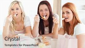  Presentation with good - PPT theme having 18 candles - good-looking women sitting background and a coral colored foreground