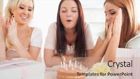  Presentation with diversity inclusion women - Amazing slide deck having 18 candles - gorgeous women sitting backdrop and a coral colored foreground