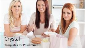  Presentation with women - Slide deck consisting of 18 candles - smiling women sitting background and a  colored foreground