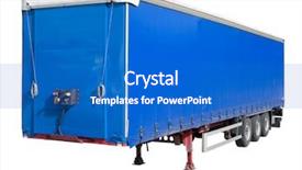  Presentation with semi trailer - Audience pleasing PPT layouts consisting of 18 wheeler - disengaged trailer from a semi backdrop and a cobalt blue colored foreground