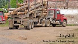  Presentation with logging truck - Cool new PPT theme with 18 wheeler - logging truck in dirt parking backdrop and a coral colored foreground