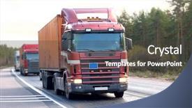  Presentation with trucks - Cool new presentation design with 18 wheeler - red tractor trailer trucks caravan backdrop and a dark gray colored foreground