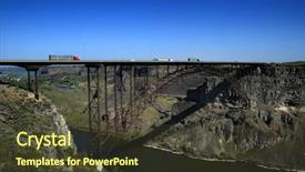  Presentation with transportation traffic - Presentation theme having 18 wheeler - traffic big trucks transportation driving background and a tawny brown colored foreground