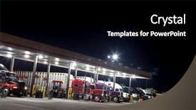  Presentation with diesel - Cool new PPT theme with 18 wheeler - truck stop at night getting backdrop and a black colored foreground