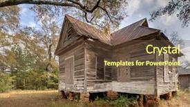  Presentation with rural home - Slides having 1800 - old condemned home in rural background and a tawny brown colored foreground