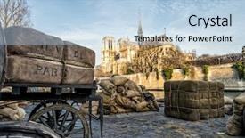  Presentation with notre dame paris france - Colorful theme enhanced with 1800s - docks of notre dame cathedral backdrop and a light blue colored foreground