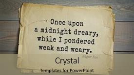  Presentation with poe - Slide deck consisting of 1809 - 1849 - american writer poet background and a coral colored foreground