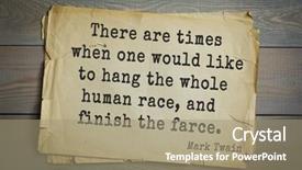  Presentation with hang - Presentation design consisting of american writer mark twain 1835 background and a coral colored foreground