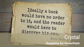  Presentation with quote - Colorful slide deck enhanced with american writer mark twain 1835 backdrop and a coral colored foreground