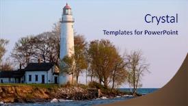  Presentation with lighthouse - Presentation consisting of 1848 lake huron michigan background and a sky blue colored foreground