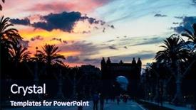  Presentation with night - Presentation theme with 1888 - triumphal arch arc de triomf background and a navy blue colored foreground